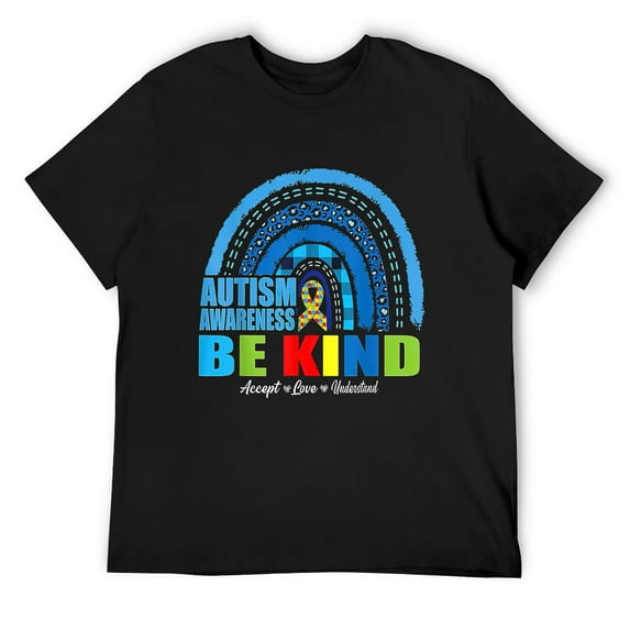 Be Kind Autism Awareness Leopard Rainbow For Men T-Shirt Black Small