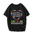 thumbnail image 1 of Be Kind Autism Awareness Love T-Shirt Cute Women Men Graphics Casual Short Sleeve Shirts Summer Tops Gift Tee Black 3X-Large, 1 of 3