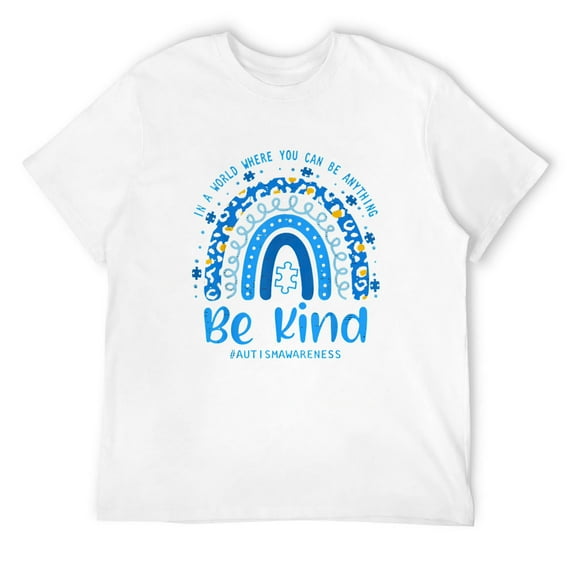 Be Kind Autism Awareness Shirt For Men Leopard Rainbow T-Shirt White 3X-Large