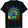 thumbnail image 1 of Be Kind Autism Awareness Women Girls Leopard Rainbow T-Shirt Black 3X-Large, 1 of 5