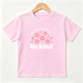 thumbnail image 1 of Be Kind Cherry Girls Graphic Tee, Cute Floral Sakura Blossom 100% Cotton Kids Short Sleeve T-Shirt, 1 of 5