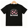 thumbnail image 1 of Be Kind Cherry Girls Graphic Tee, Cute Floral Sakura Blossom 100% Cotton Kids Short Sleeve T-Shirt, 1 of 5