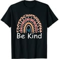thumbnail image 1 of Be Kind Cute Graphic Boho Leopard Rainbow Womens Kids Girls T-Shirt, 1 of 4