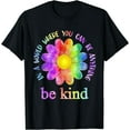 thumbnail image 1 of Be Kind Daisy Flower Rainbow Positive Inspirational Kindness T-Shirt Black Large, 1 of 4