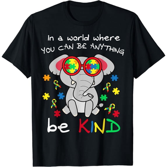 Be Kind Elephant Puzzle Inspirational Autism Awareness Gift T-Shirt