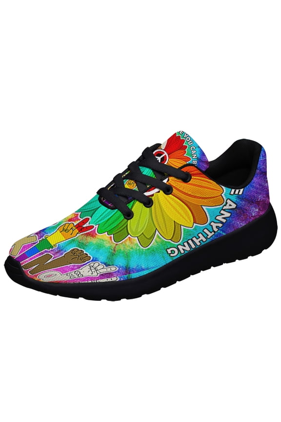 Be Kind Equality Hippie LGBT In A World Where You Can Be Anything Shoes Sneakers Black Size 4
