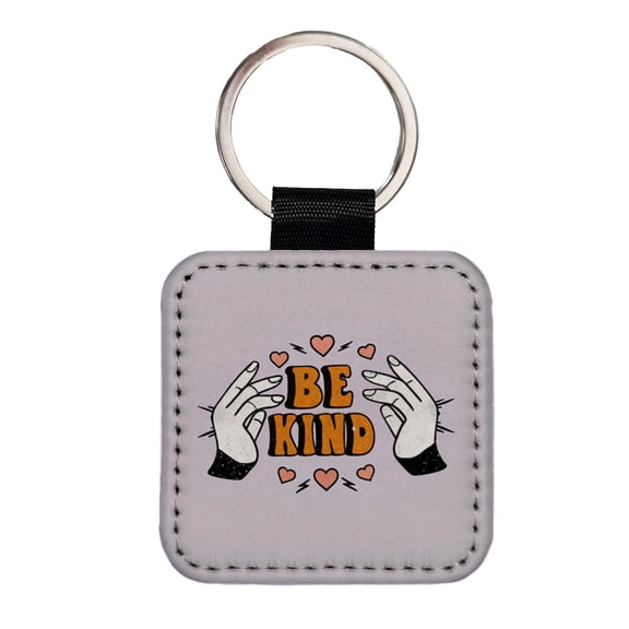 Be Kind Faux Leather Square Keychain