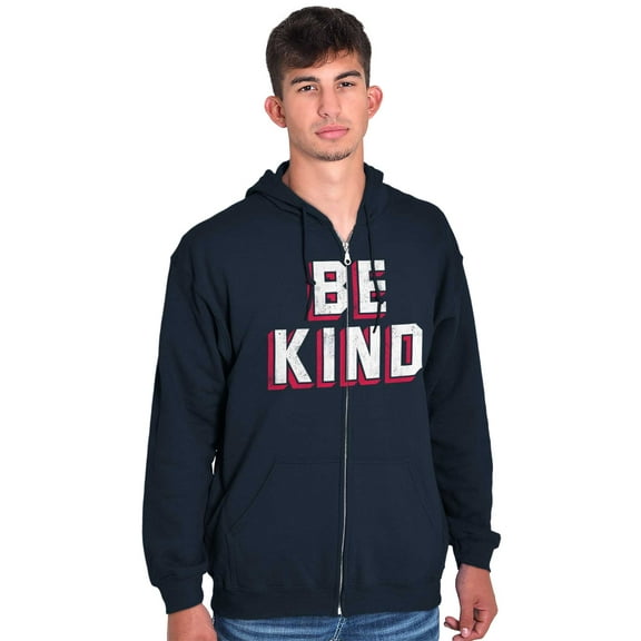 Be Kind Happy Peace Love Inspiring Unisex Fleece Graphic Zip Up Hoodie Brisco Brands 4X