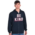 thumbnail image 1 of Be Kind Happy Peace Love Inspiring Zip Up Hoodie Men's Women's Brisco Brands S, 1 of 6