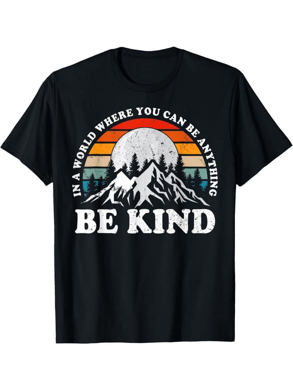 Be Kind In A World Where You Can Be Anything Unity Day Retro T-ShirtMen and women, Black T-shirt, size: Extra large