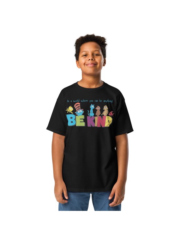 Be Kind Kids T-Shirt – Positive Message Tee, Inspirational Kindness Shirt, Cute Graphic Tee for Boys & Girls, Motivational Kids Apparel (Black, L)