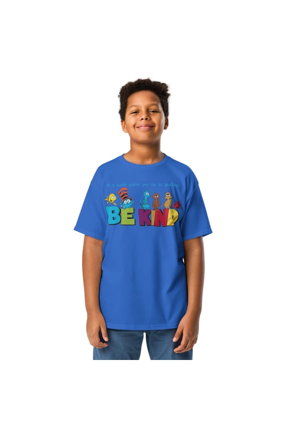 Be Kind Kids T-Shirt – Positive Message Tee, Inspirational Kindness Shirt, Cute Graphic Tee for Boys & Girls, Motivational Kids Apparel (Royal, M)