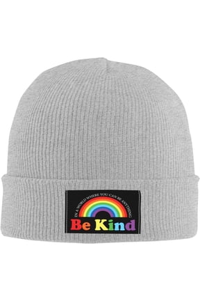 Be Kind LGBT Pride Rainbow Beanie Hat Men Women Knit Slouchy Skull Cap Knitted Hats Black