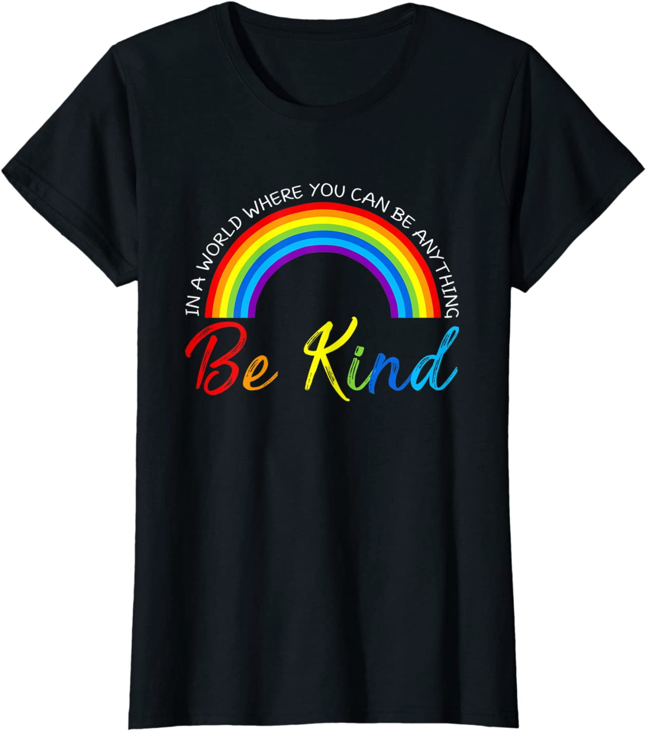 Pride T-Shirt For Women - Rainbow Tie Dye LGBTQ Graphic Tee, Kindness Short Sleeve Top, LGBT Clothing