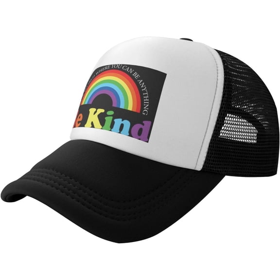 Be Kind LGBT Pride Rainbow Trucker hat Mesh Baseball Cap Women Sun Hat Cowboy hat Men Hat Dad Hat Black