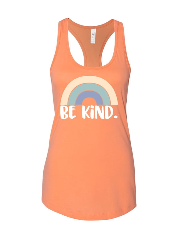 Be Kind Ladies Racerback Tank Top-Light Orange-xs