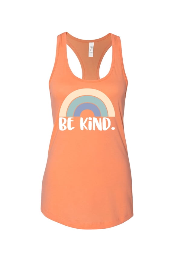 Be Kind Ladies Racerback Tank Top-Light Orange-xs