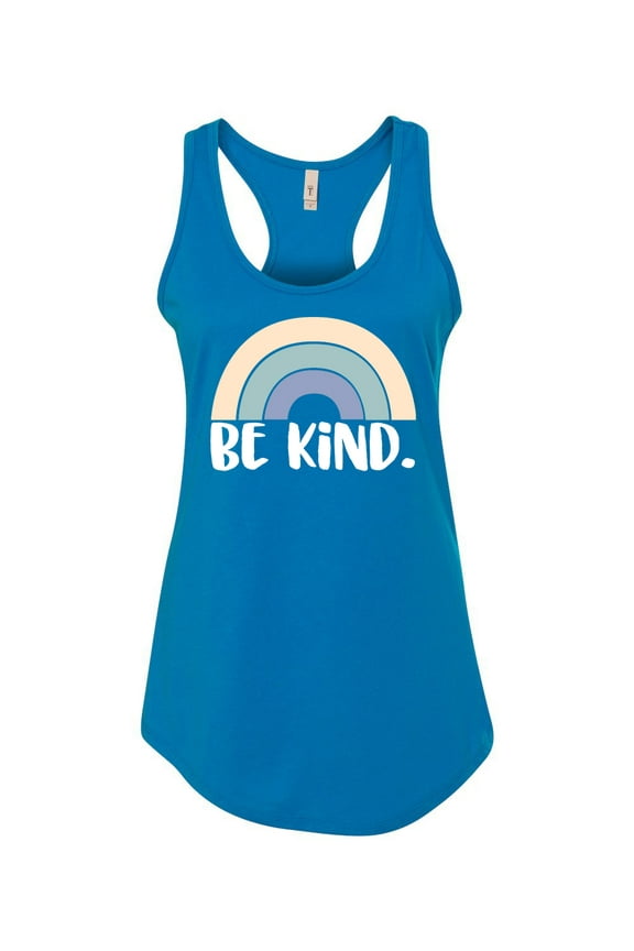 Be Kind Ladies Racerback Tank Top-Turquoise-xl