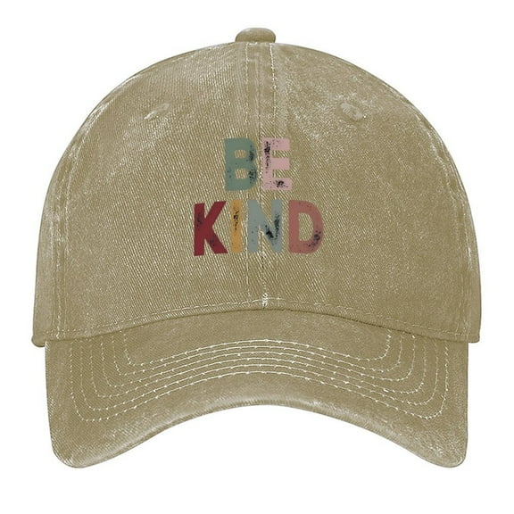 Be Kind Letter Print Vintage Wash Dad Hat Adjustable Curved Brim Baseball Cap,Made In USA,Casual Outdoor Sports Fishing Cap for Men and Women