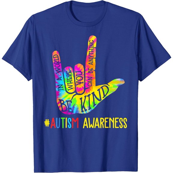 Be Kind Love Sign Hand Language Autism Awareness Tie Dye Unisex T-Shirt for Men Women Kids Toddler