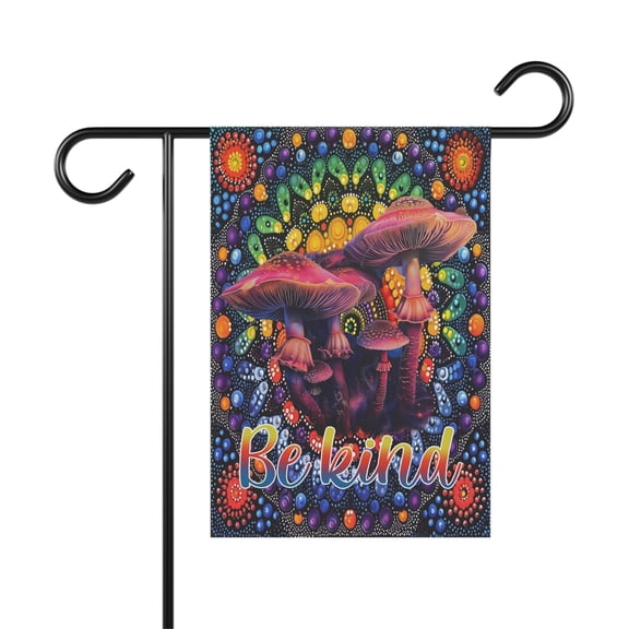 Be Kind Mushroom Groovy hippie Flag, Mandala Hippie Flag ID-0229-IXH4