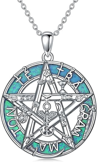 EUEAVAN Collana Witches Knot Jehovah Nudo De Bruja YHVH YHWH Yeshua Tetragrammaton Pentagramma Pendente Salomone Amuleto Wicca Gioielli Wiccan Regalo (nodo Della Strega 1, Argento