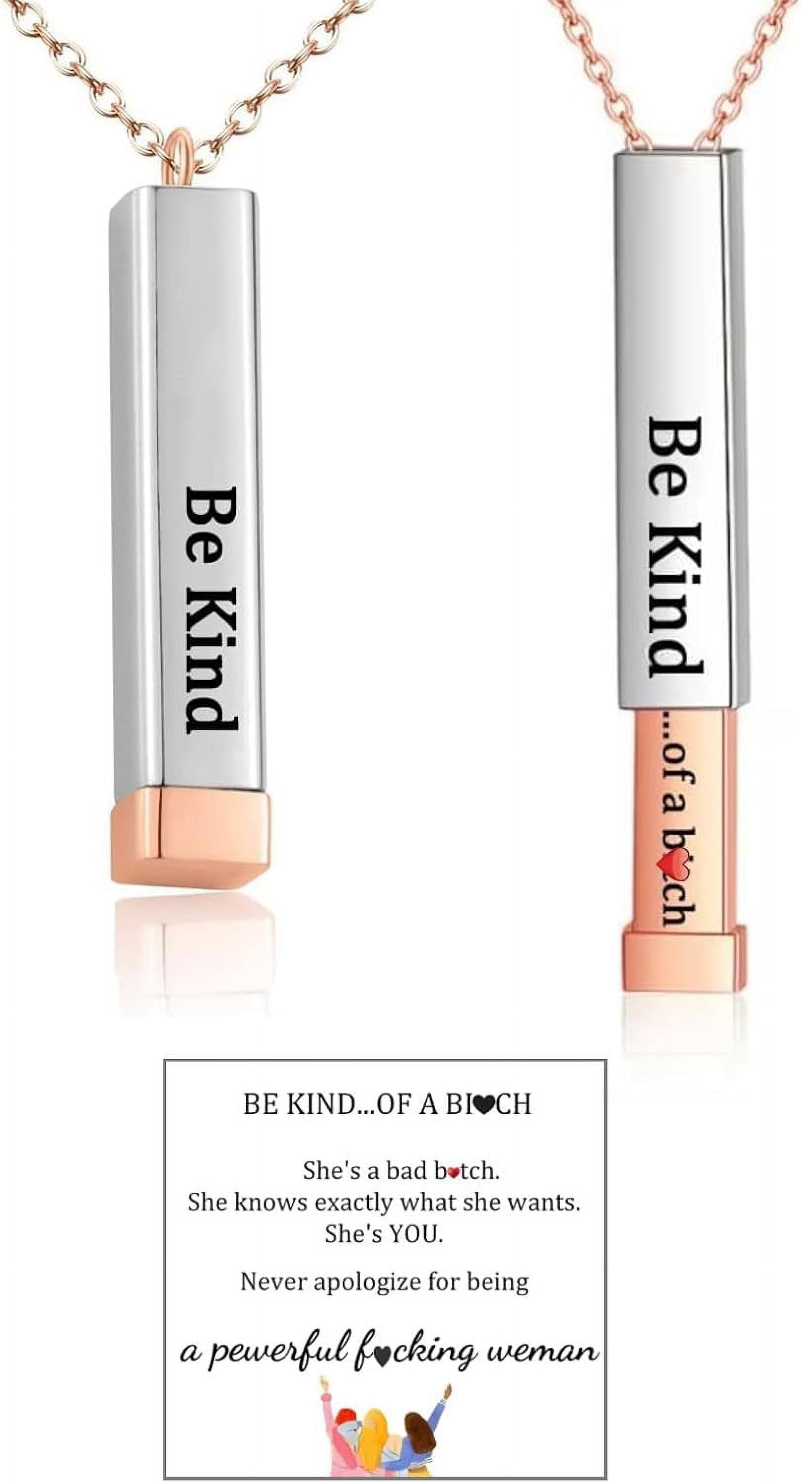 Be Kind Of A B Necklaces, Square Tubes Pendant With Hidden Message
