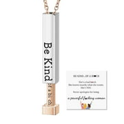 ZHXXCUM Be Kind...Of A Bich - Hidden Message Necklace, Be Kind of A Bitch - 3D Engraving Vertical Bar Necklace, Stainless Steel Encouragement Mantra Pendant Necklace for Women