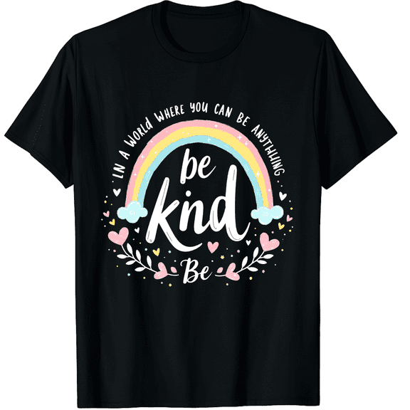 Be Kind Positive Quote Choose Kindness Floral Graphic Black T-Shirt for Men and Women