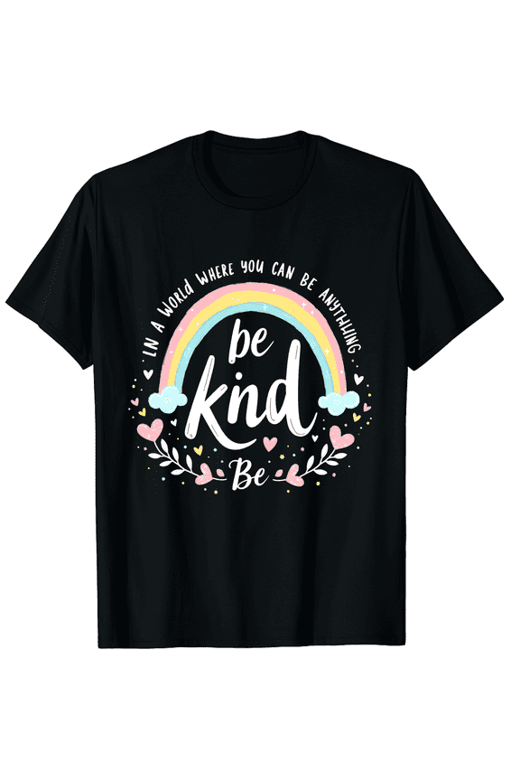 Be Kind Positive Quote Choose Kindness Floral Graphic Black T-Shirt for Men and Women