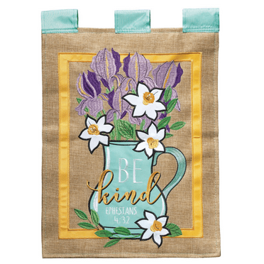 Be Kind Purple Floral 18 x 13 Polyester Decorative Outdoor Hanging Garden Flag