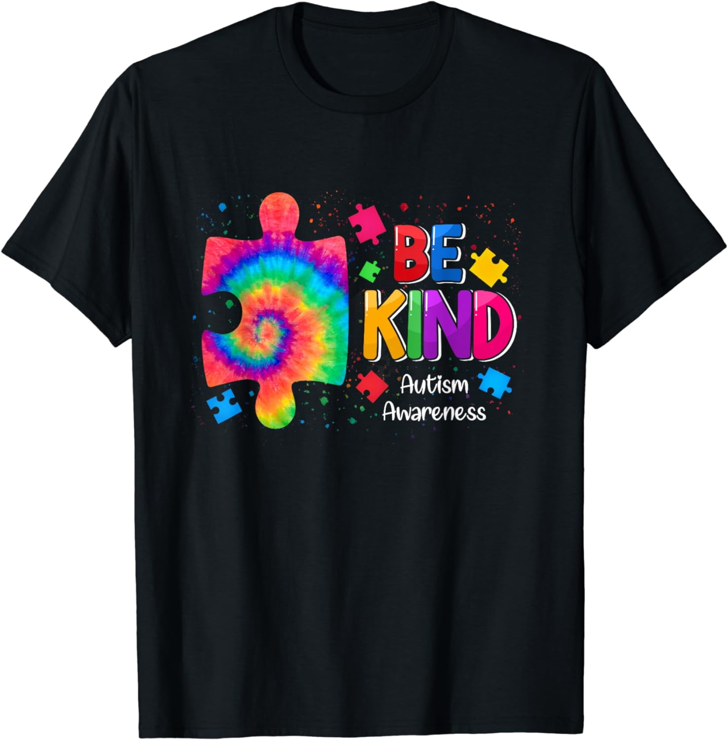 Be Kind Puzzle Pieces Tie Dye Cute Autism Awareness Boy Kids TShirt
