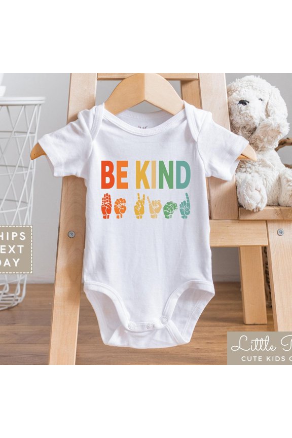 Be Kind Rainbow Baby Onesie, Sign Language Kids Shirt, Asl T-Shirt Cute Baby Onesie, BABY BODYSUIT LAT 4424