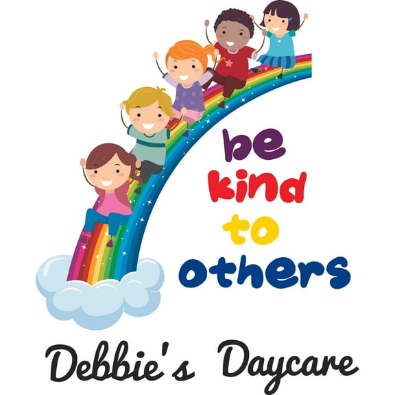 Be Kind Rainbow Daycare Quote Cartoon Customized Wall Decal - Custom Vinyl Wall Art - Personalized Name - Baby Girls Boys Kids Bedroom Wall Decal Room Decor Wall Stickers Decoration Size (15x13 inch)