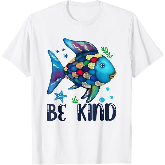 Be Kind Rainbow Scale Fish Teacher Reading Book Toddler Kids T-Shirt Shirts