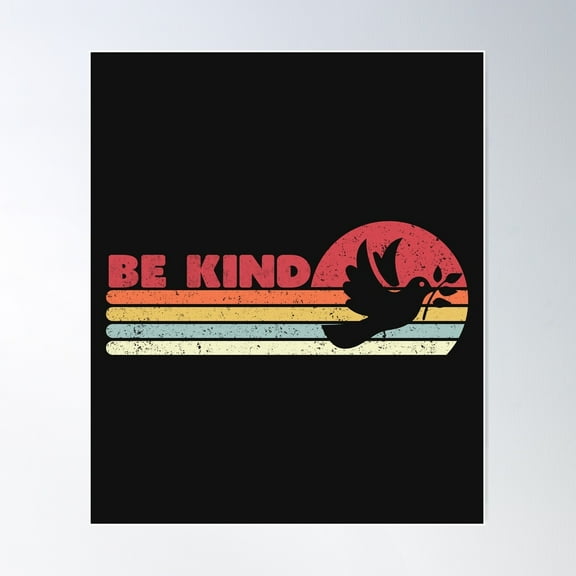 Be Kind, Retro Dove Print Poster Wall Art, Modern Wall Decor For Living Room Bedroom, 8x12 UNFRAMED