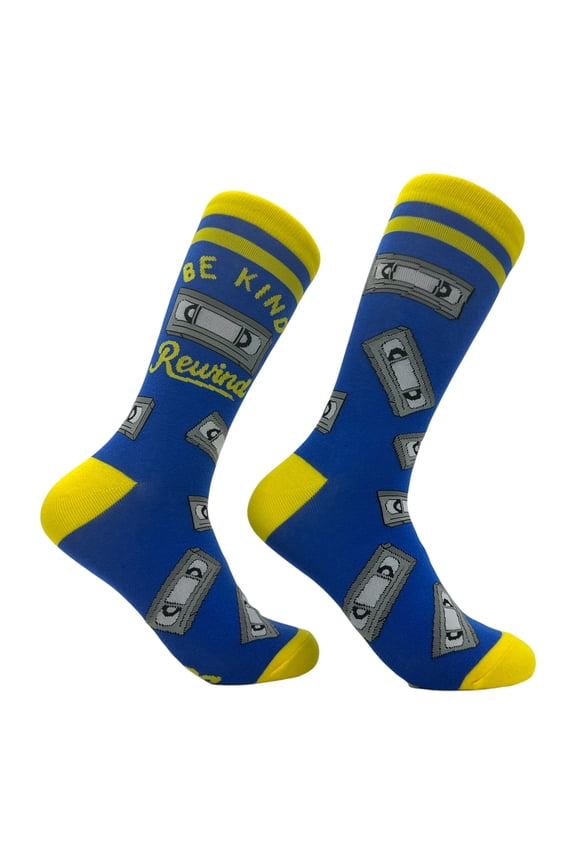 Be Kind Rewind Socks Funny Sarcastic Retro VHS Graphic Novelty Footwear for Ladies