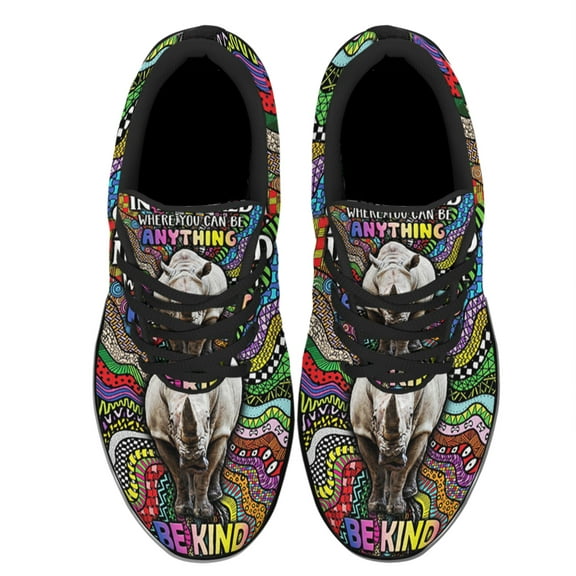 Be Kind Rhino Hippie Shoes Sneakers for Women Men Black Size 10