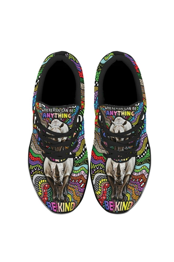 Be Kind Rhino Hippie Shoes Sneakers for Women Men Black Size 10