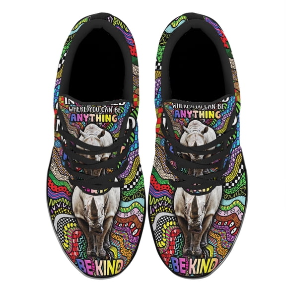 Be Kind Rhino Hippie Shoes Sneakers for Women Men Black Size 4
