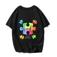 thumbnail image 1 of Be Kind Shirt Autism Awareness Tshirt Women Men Letter Print Tee Tops Black, 1 of 3