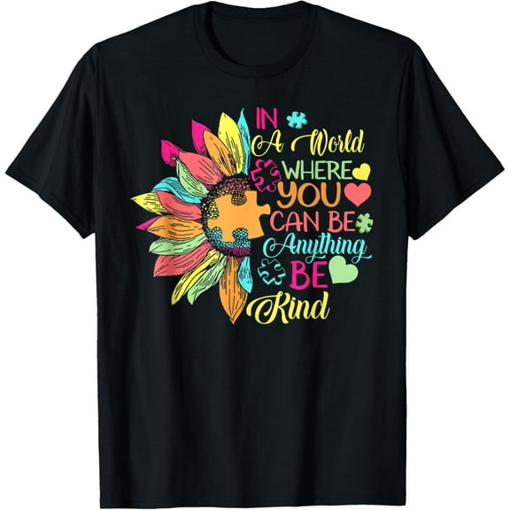 Be Kind Shirt Groovy Flower Power Gifts Autism Awareness ASD T-Shirt Tops Tee