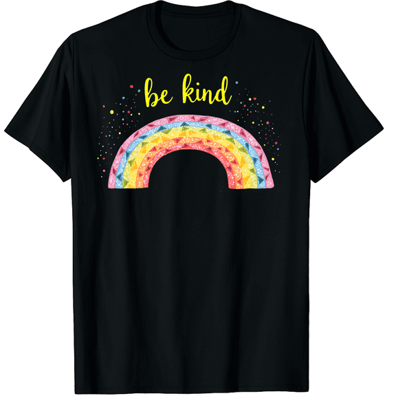 Be Kind Shirt Kindness Tee Rainbow Loose Tops Ladys Life Bloues Graphic Black T-Shirt for Men and Women
