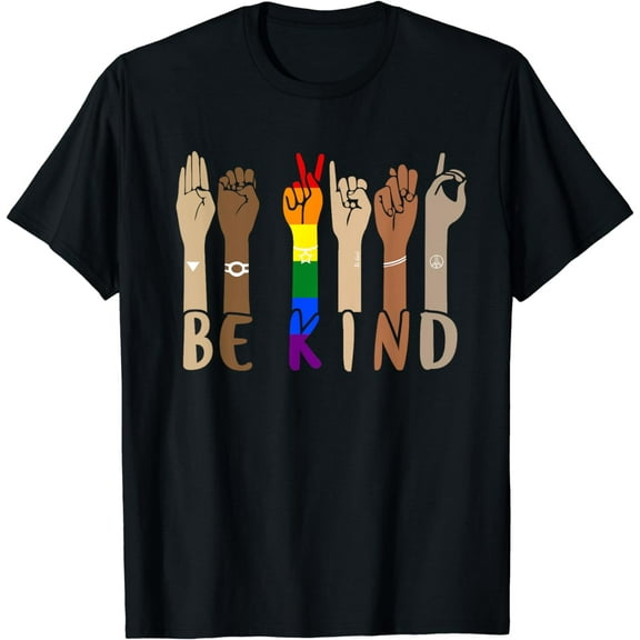 Be Kind Sign Language Hand Talking LGBT Gay Les Pride ASL T-Shirt