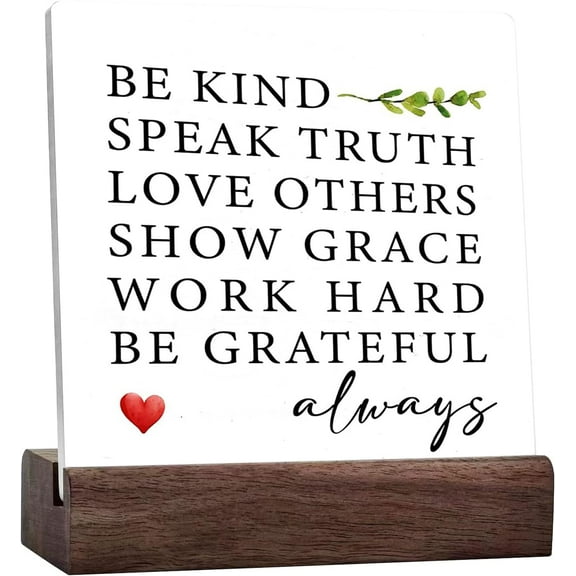 Be Kind Speak Truth Ceramic Table Sign Desk Decor,Rustic Inspirational Ceramic Plaque Sign Desk Decor For Home Office Shelf Table Decor Decorations