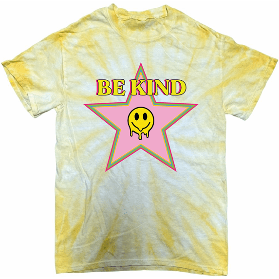 Be Kind Star Melting Smiley Happy Face Tie-Dye T-Shirt Women Unisex