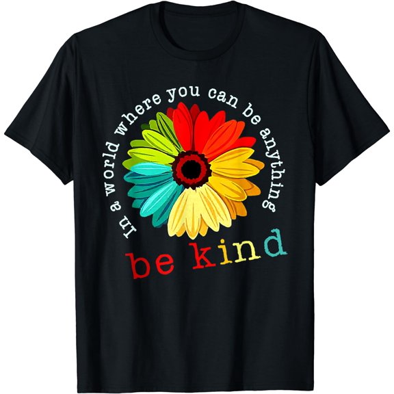 Be Kind Sunflower Women Men Positive Inspirational Kindness T-Shirt Black 3X-Large