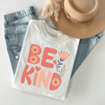 thumbnail image 1 of Be Kind T-Shirt, Inspirational Floral Graphic Tee, Positive Slogan Women's Top, S-4XL, 1 of 6