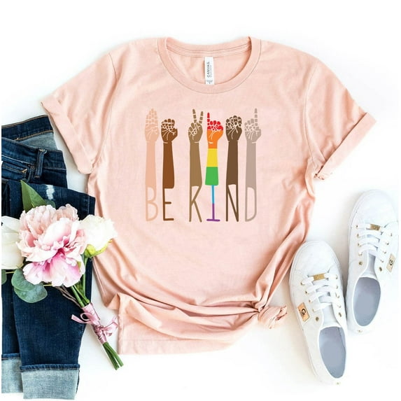 Be Kind T-shirt Sign Language Tshirt Women's Equality Top Positive Quote Shirts Inspiring Gift Motivational Shirt Black Lives Matter Tee