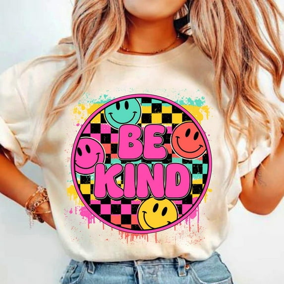Be Kind T-shirt, Smiley Face Shirt, Vintage Shirt, Colorful TH240537